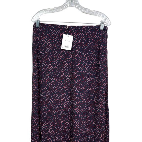 Free Assembly Womens Midi Skirt‎ Polka Dot Elastic Waist Side Zip Black Red Sz M - Picture 2 of 6